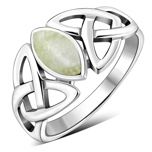 Scottish Marble Ring - Marquise Triquetra (Medium)