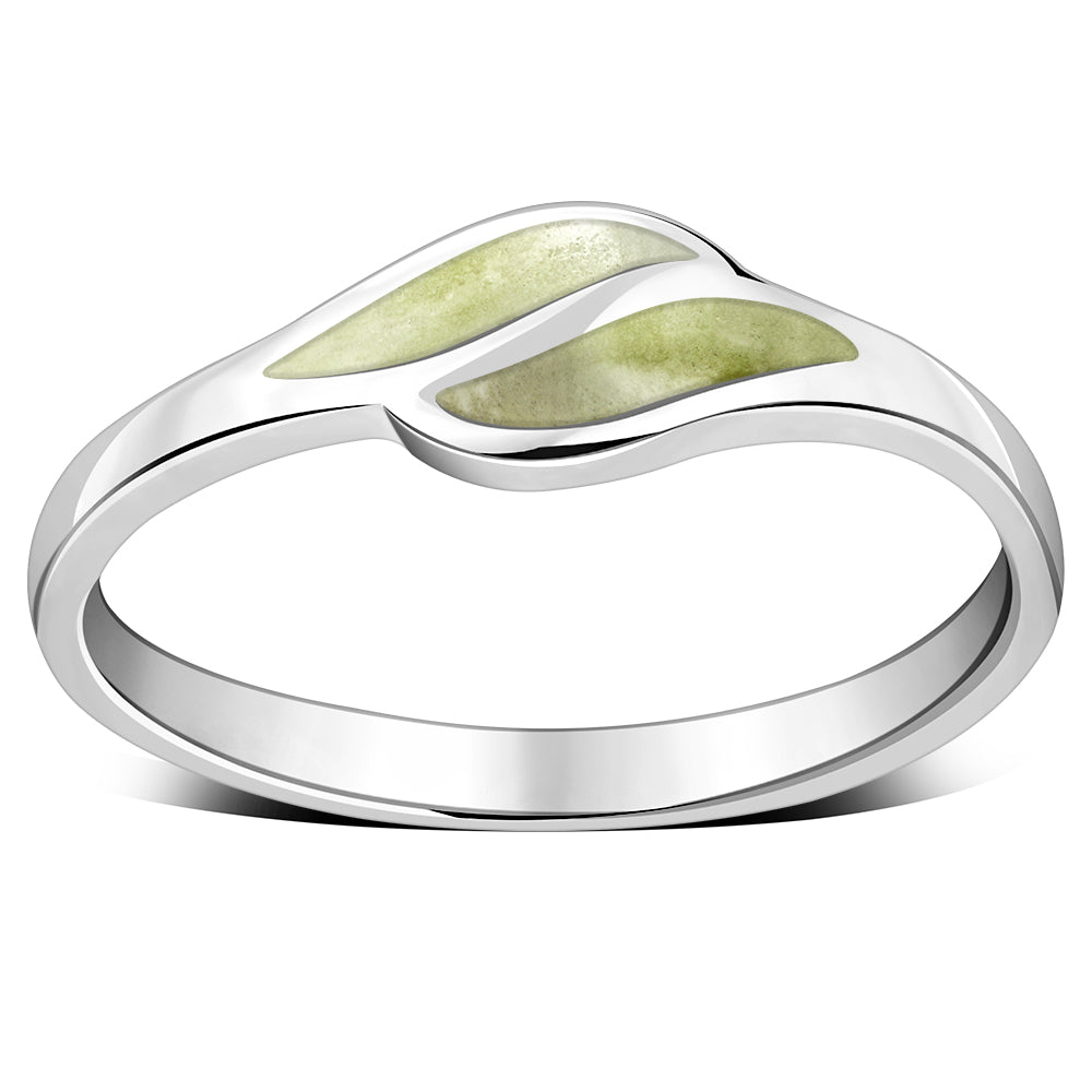 Contemporary Stone Ring- Willow Wave Ring with Scottish Marble