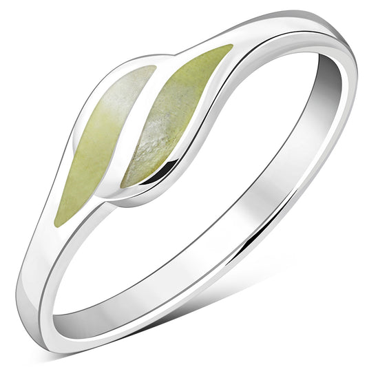 Contemporary Stone Ring- Willow Wave Ring with Scottish Marble