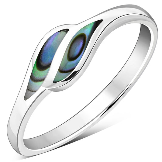 Contemporary Stone Ring- Elegant Petal Embrace with Abalone