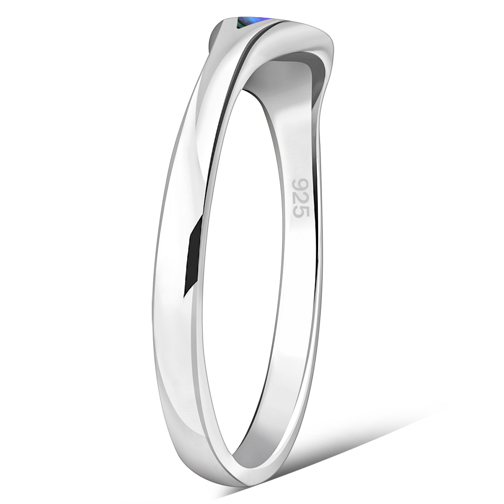 Contemporary Stone Ring- Elegant Petal Embrace with Abalone