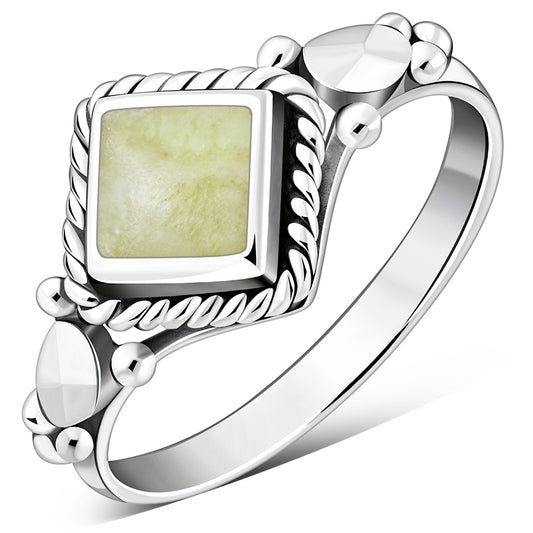 Scottish Marble Ring - Vintage Diamond Shoulder