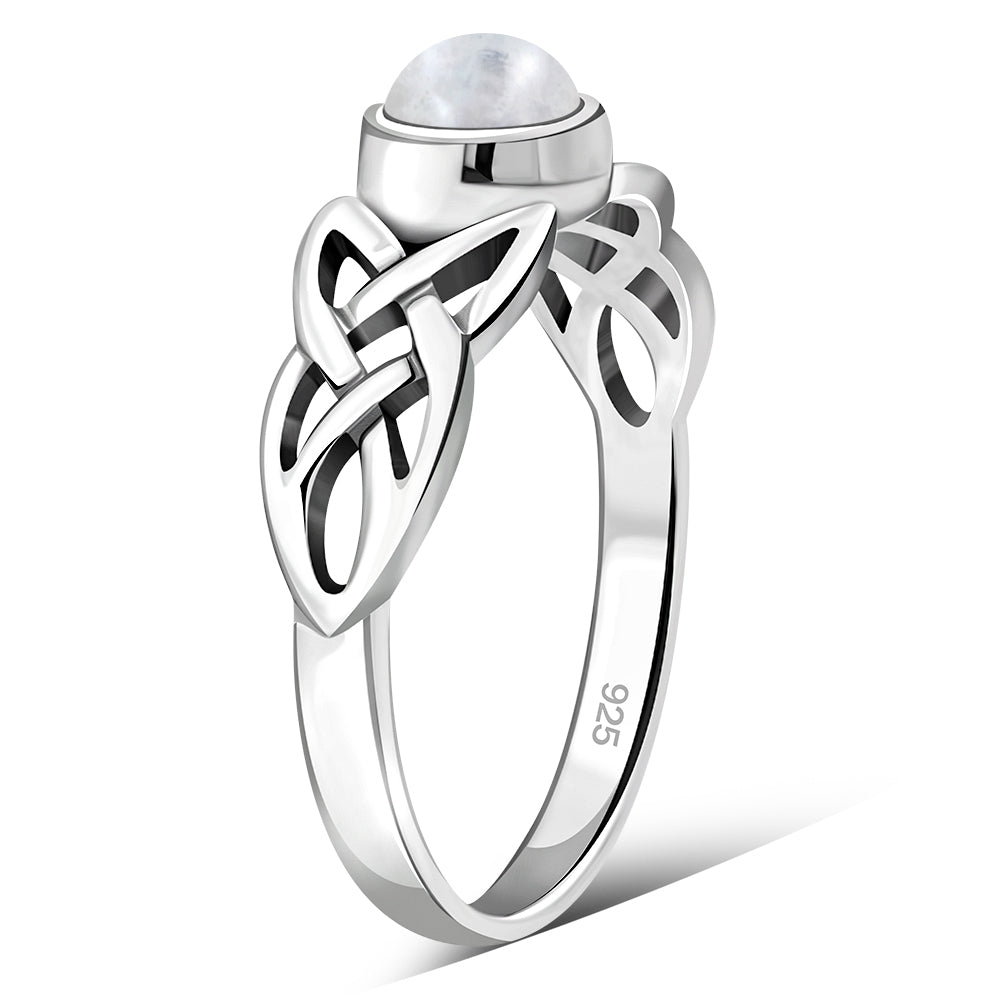 Celtic Stone Ring - Tapered Celtic Knot with Moonstone
