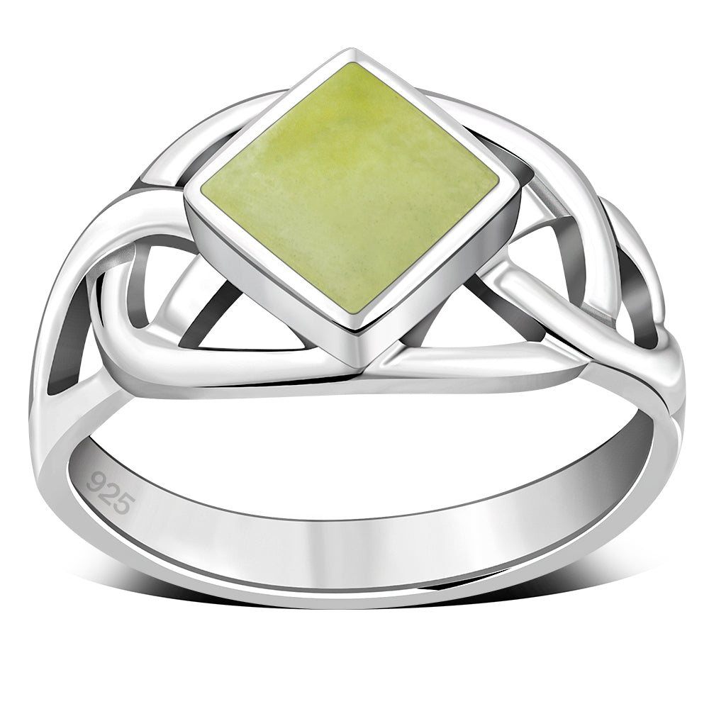Celtic Stone Ring- Big Diamond shape with Scottish Marble