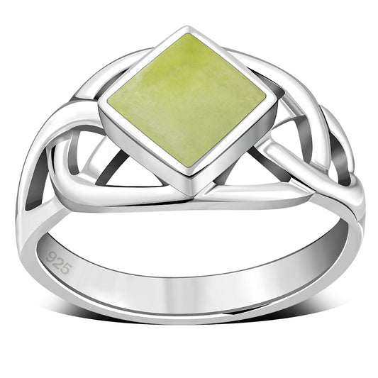 Celtic Stone Ring- Big Diamond shape with Scottish Marble