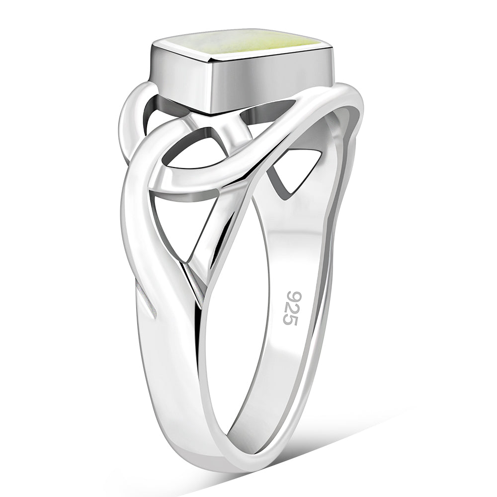 Celtic Stone Ring- Big Diamond shape with Scottish Marble