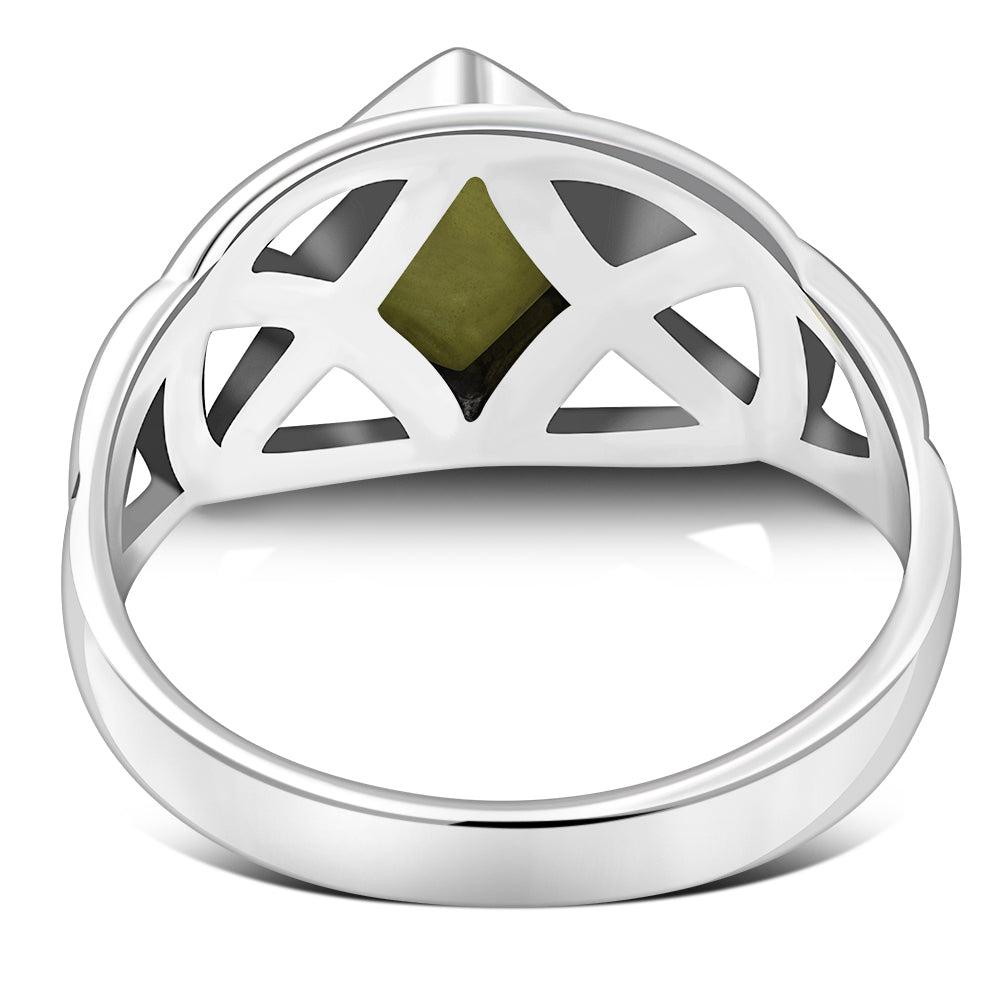 Celtic Stone Ring- Big Diamond shape with Scottish Marble