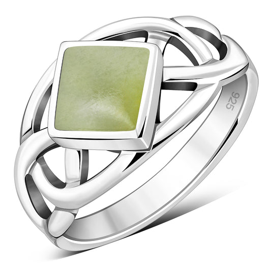 Celtic Stone Ring- Big Diamond shape with Scottish Marble