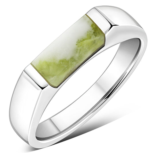Contemporary Stone Ring- Rectangle ring with Scottish Marble