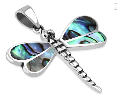 Large Dragonfly Pendant with Abalone shell