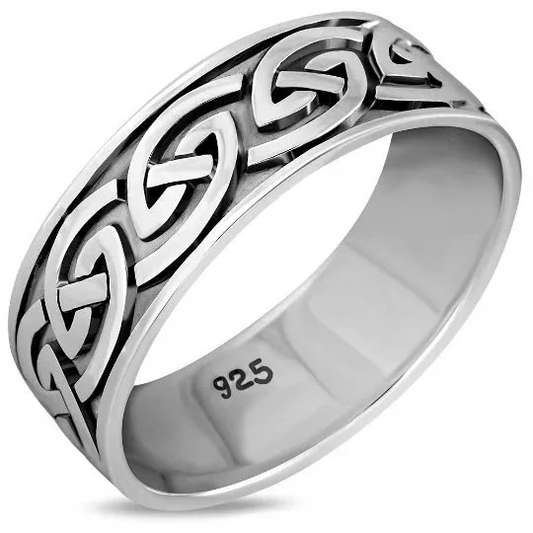 Celtic Knot Ring - Solid Pictish Wide Band