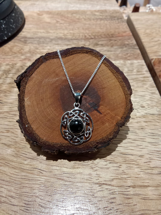 Celtic stone pendant with black onyx