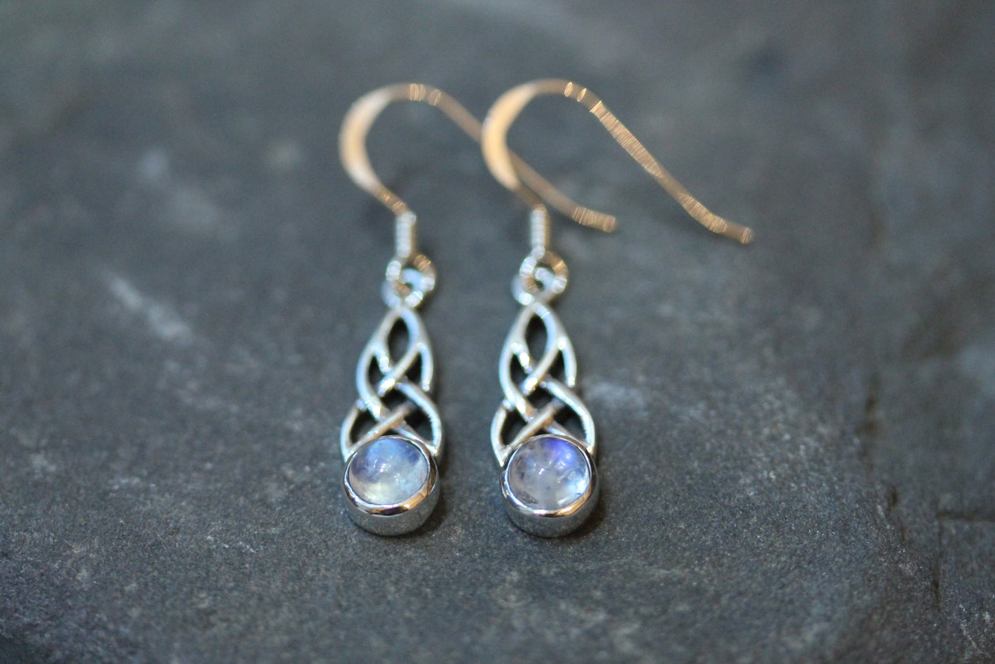 Celtic Knot Earrings - Mother-Daughter Knot with Moonstone