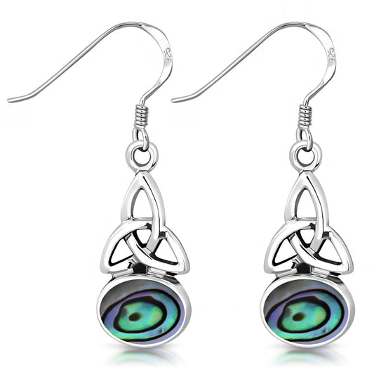 Triquetra Stone Earrings - Simple Trinity Knot with Abalone