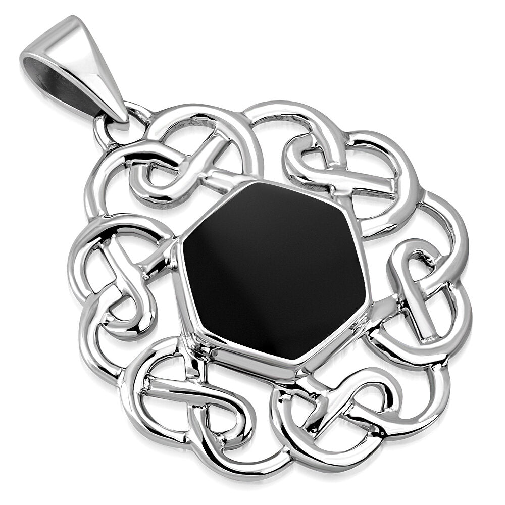 Celtic Stone Pendant - Six Knot with Black Onyx (Two sizes available)