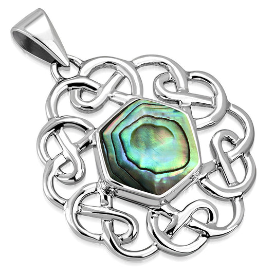 Celtic Stone Pendant - Six Knot with Abalone Shell (Two sizes available)