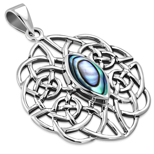 Celtic Stone Pendant - Dara Knot with Abalone Shell
