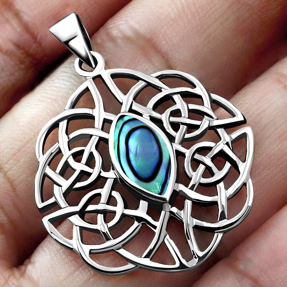 Celtic Stone Pendant - Dara Knot with Abalone Shell