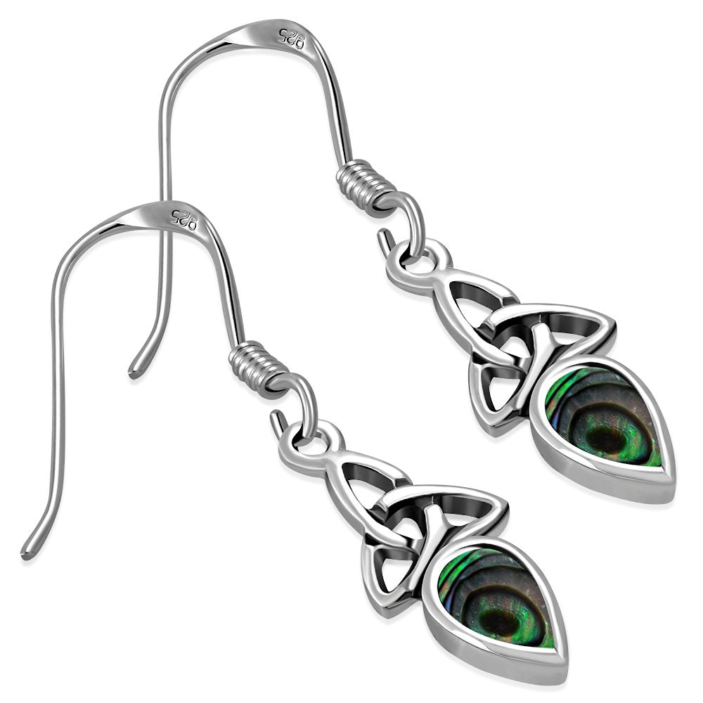 Triquetra Stone Earrings - Teardrop with Abalone
