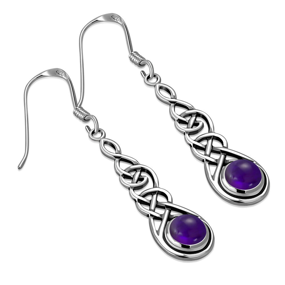 Celtic Knot Earrings - Thin Weave with Amethyst