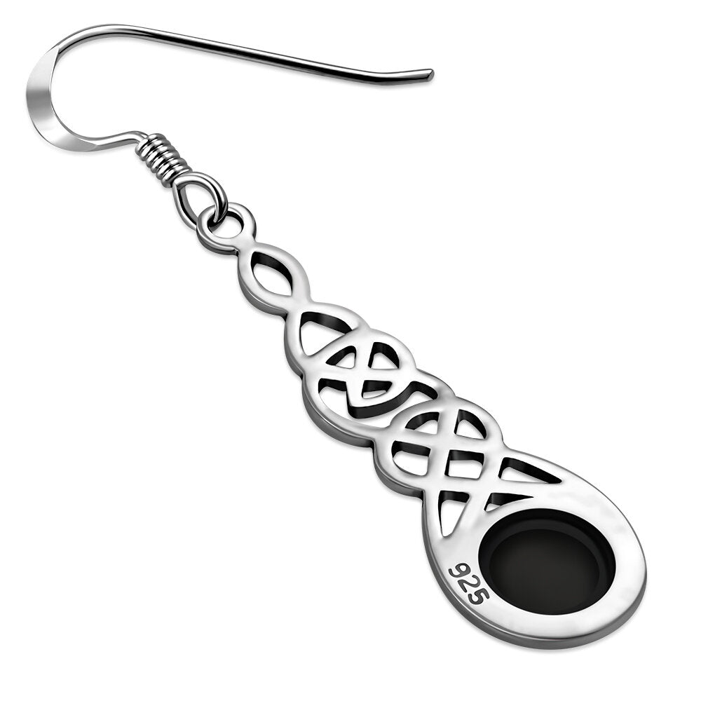 Celtic Knot Earrings - Thin Weave with Black Onyx