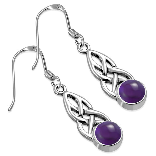Celtic Knot Earrings - Mother-Daughter Knot with Amethyst
