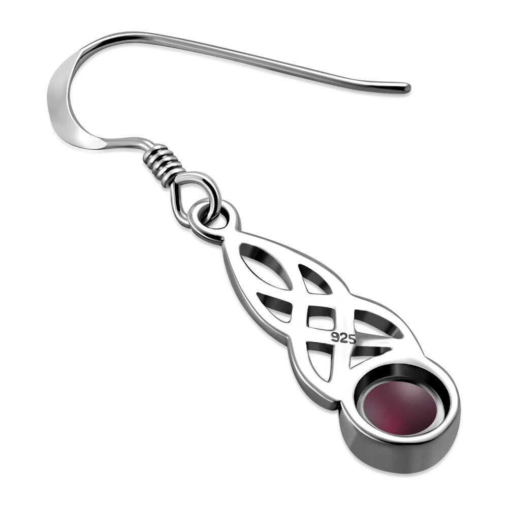 Celtic Knot Earrings - Mother Daughter Knot with Red Garnet
