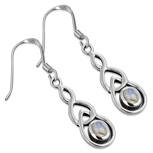 Celtic Knot Earrings - Interlocked Arms with Labradorite
