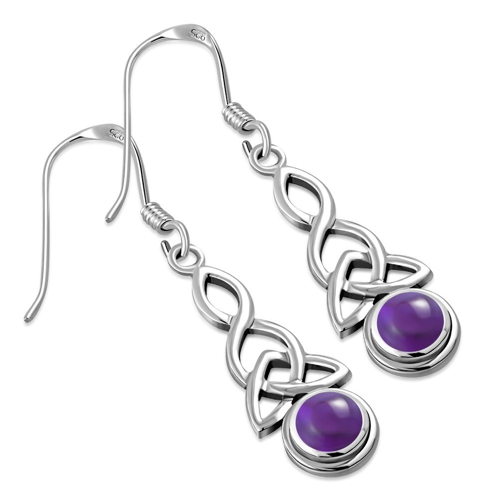 Triquetra Earrings - Looped Triquetra with Amethyst