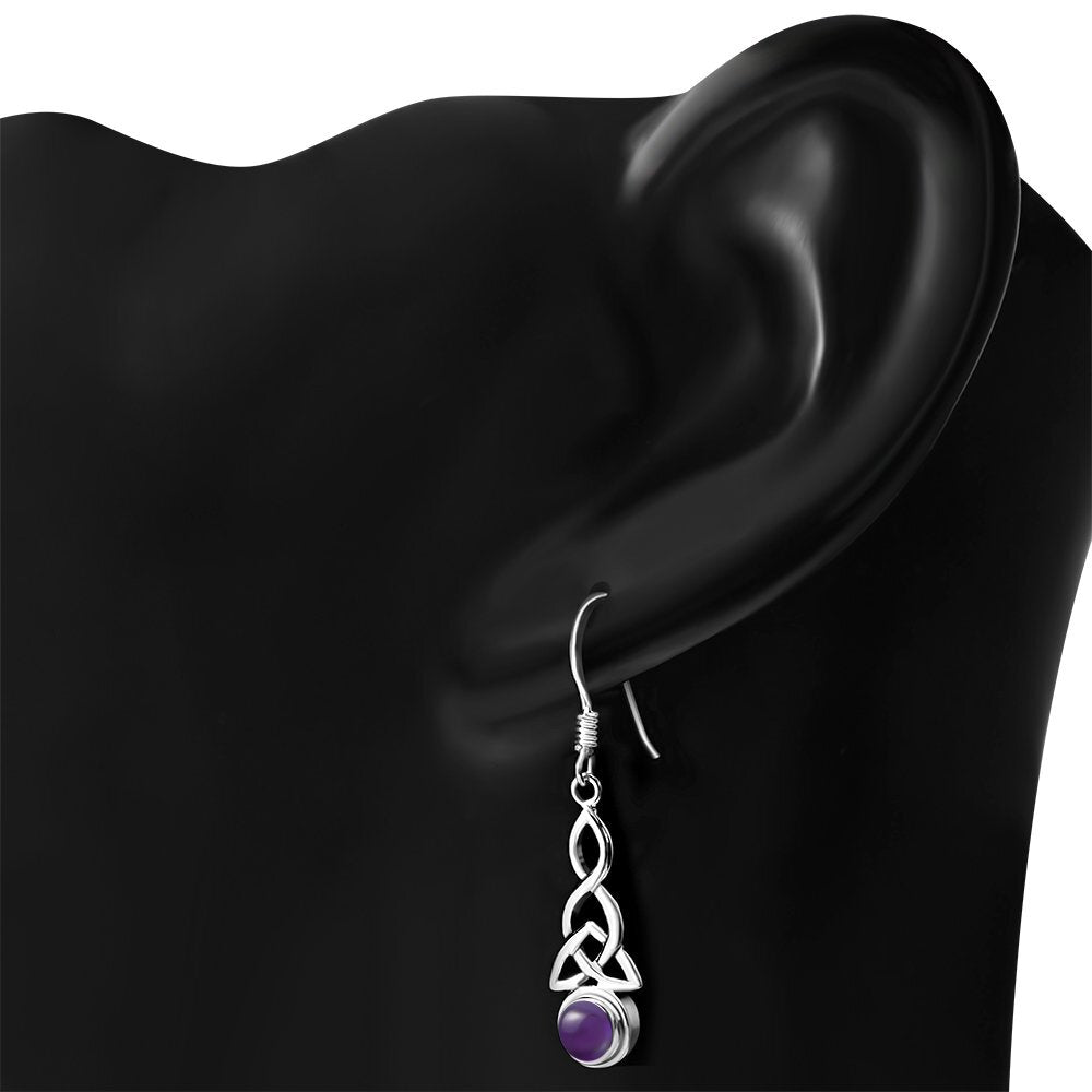 Triquetra Earrings - Looped Triquetra with Amethyst