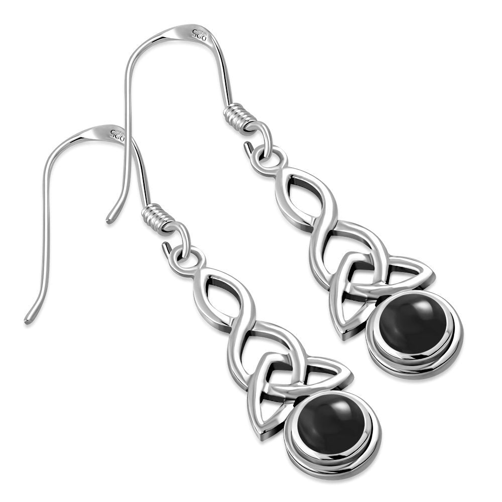 Triquetra Earrings - Looped Triquetra with Black Onyx