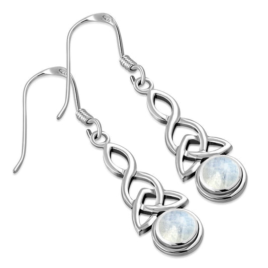 Triquetra Earrings - Looped Triquetra with Moonstone