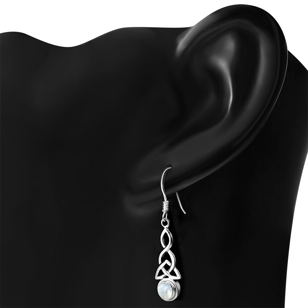 Triquetra Earrings - Looped Triquetra with Moonstone