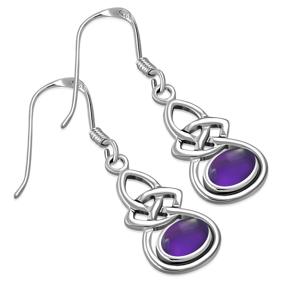 Celtic Knot Earrings - Infinity with Amethyst Drop