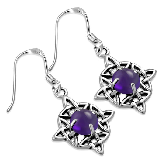Celtic Knot Earrings - Dara Knot with Amethyst