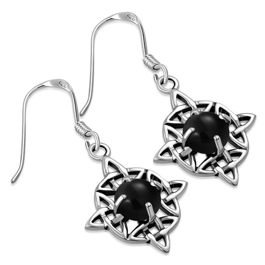 Celtic Knot Earrings - Dara Knot with Black Onyx