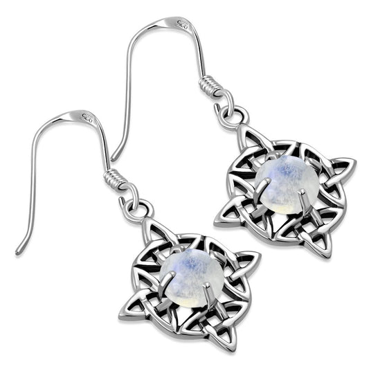 Celtic Knot Earrings - Dara Knot  with Moonstone