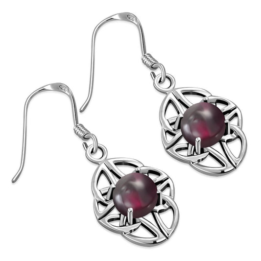 Celtic Knot Earrings - Four Seasons with Red Garnet