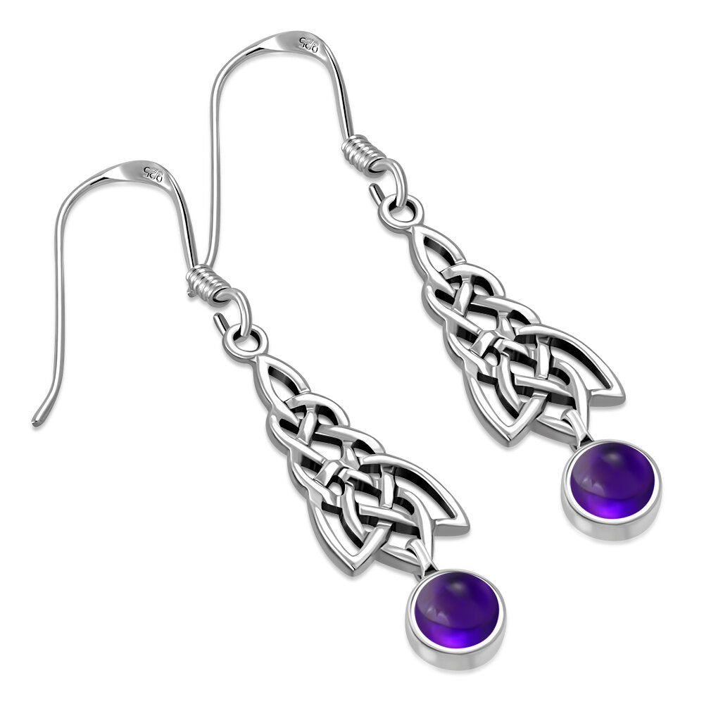 Celtic Knot Earrings - Celtic Cascade with Amethyst Drop