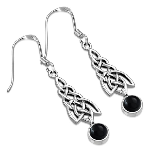 Celtic Knot Earrings - Celtic Cascade with Black Onyx Drop