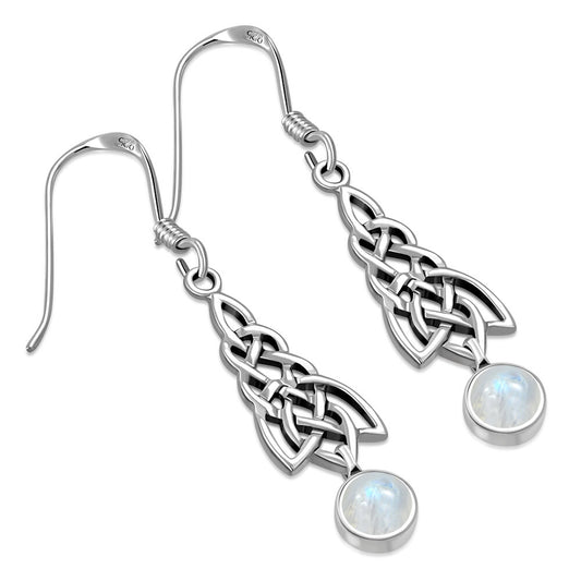 Celtic Knot Earrings - Celtic Cascade with Moonstone Drop