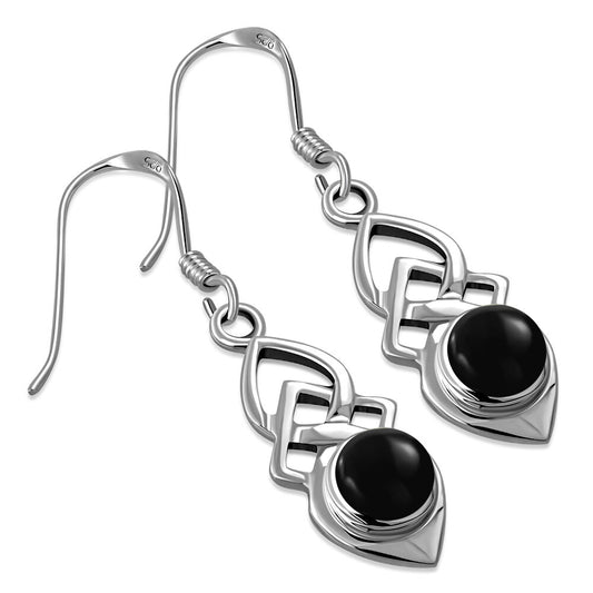 Celtic Knot Earrings - Shield with Black Onyx