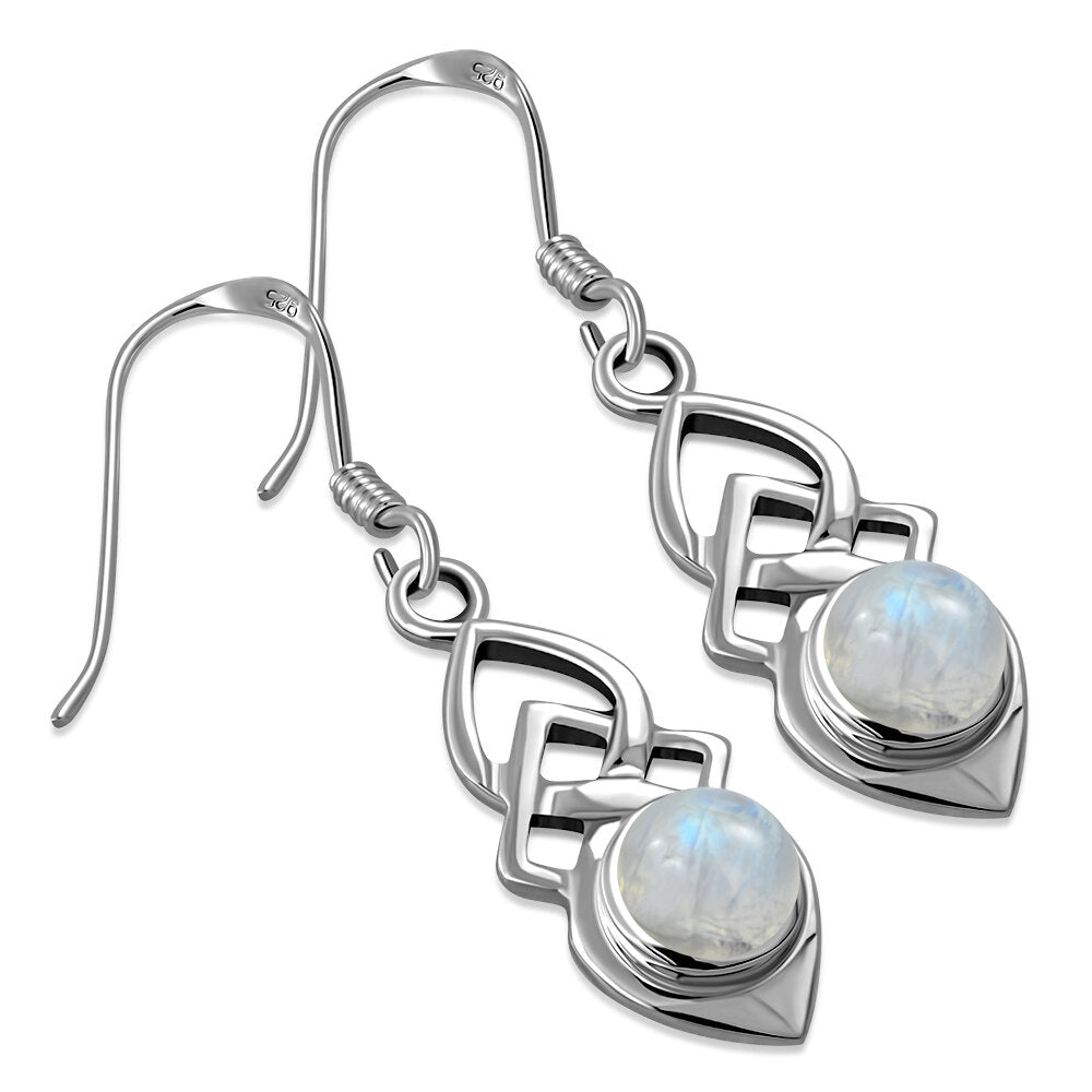 Celtic Knot Earrings - Shield with Moonstone
