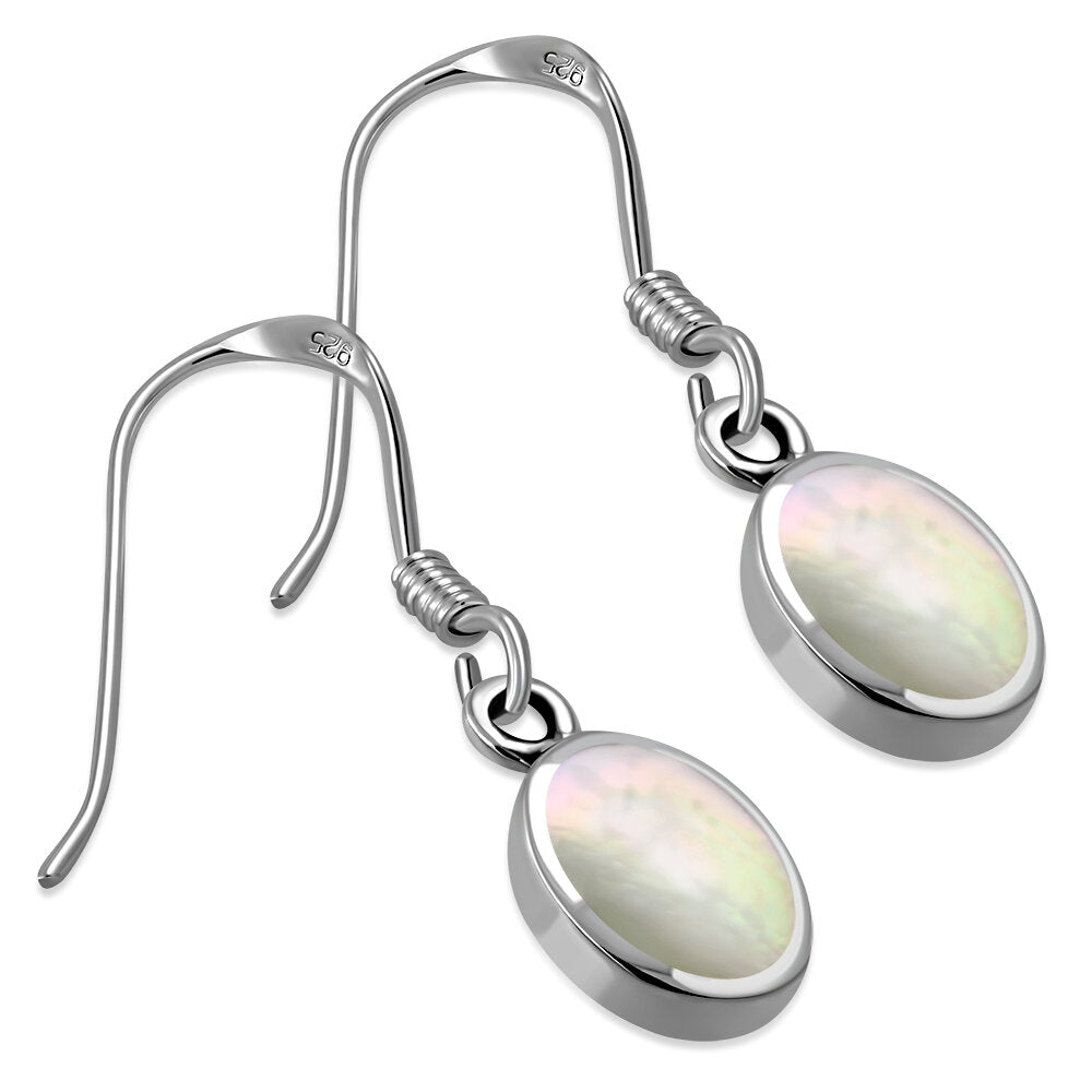 Contemporary Stone Earrings- Sleek Ovals with Mother of Pearl
