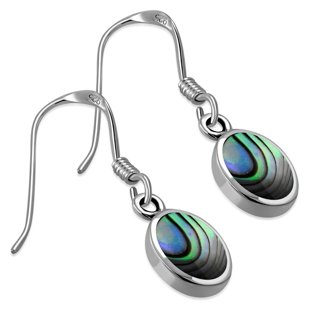Contemporary Stone Earrings- Sleek Ovals with Abalone Shell