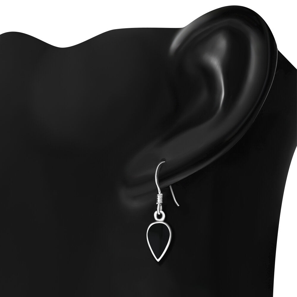 Contemporary Stone Earrings- Reversed Teardrop with Black Onyx
