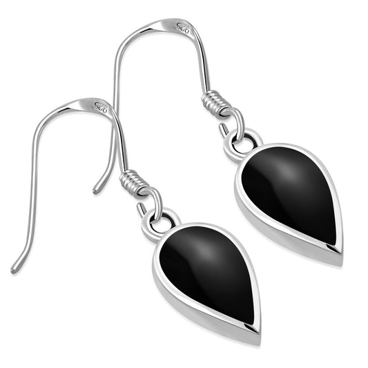 Contemporary Stone Earrings- Reversed Teardrop with Black Onyx