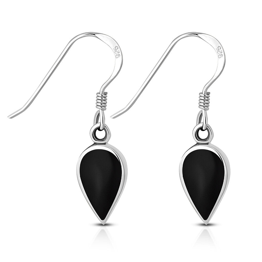Contemporary Stone Earrings- Reversed Teardrop with Black Onyx