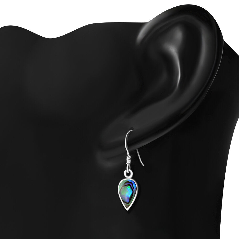 Contemporary Stone Earrings- Reversed Teardrop with Abalone Shell