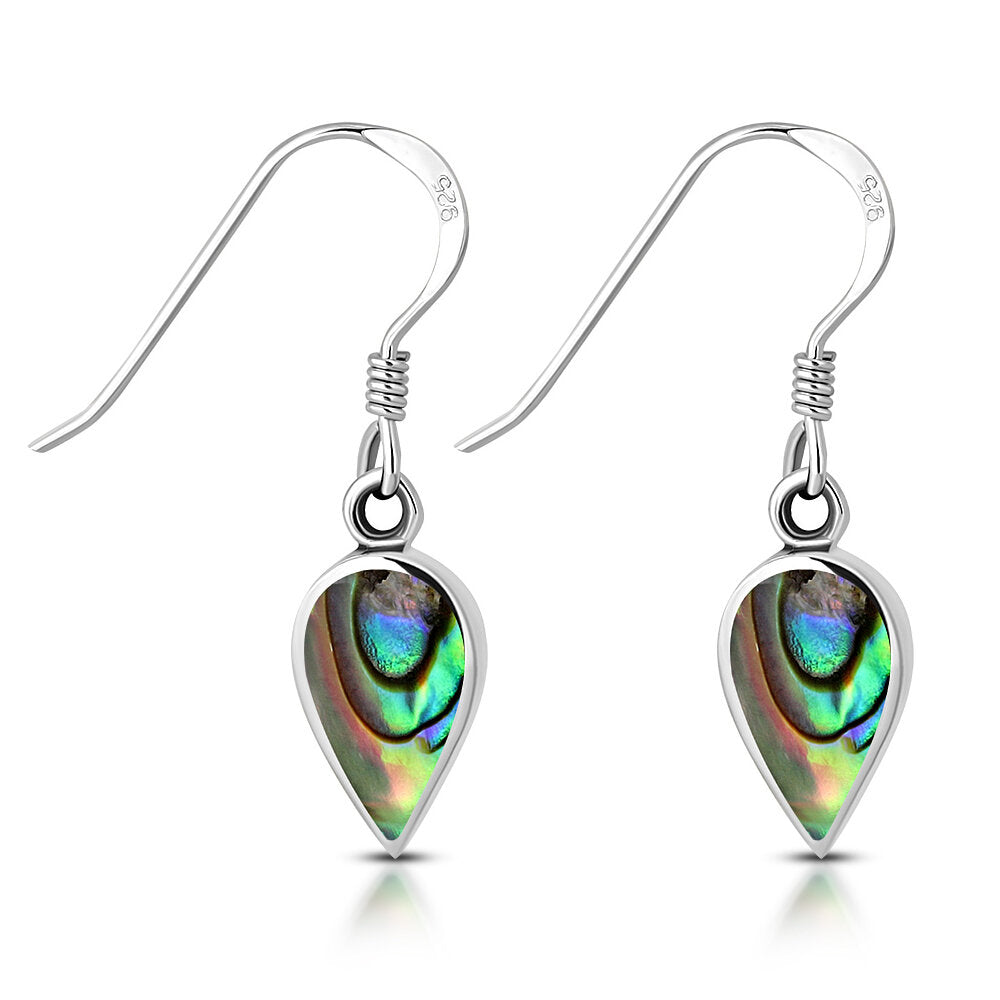 Contemporary Stone Earrings- Reversed Teardrop with Abalone Shell